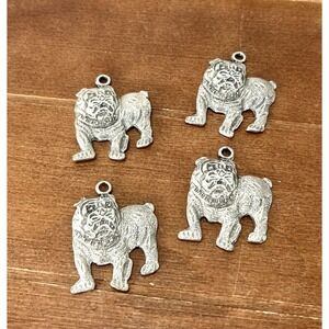 Lot of 4 Silver Tone English Bulldog Charms Pendants Jewelry making‎ DIY Crafts